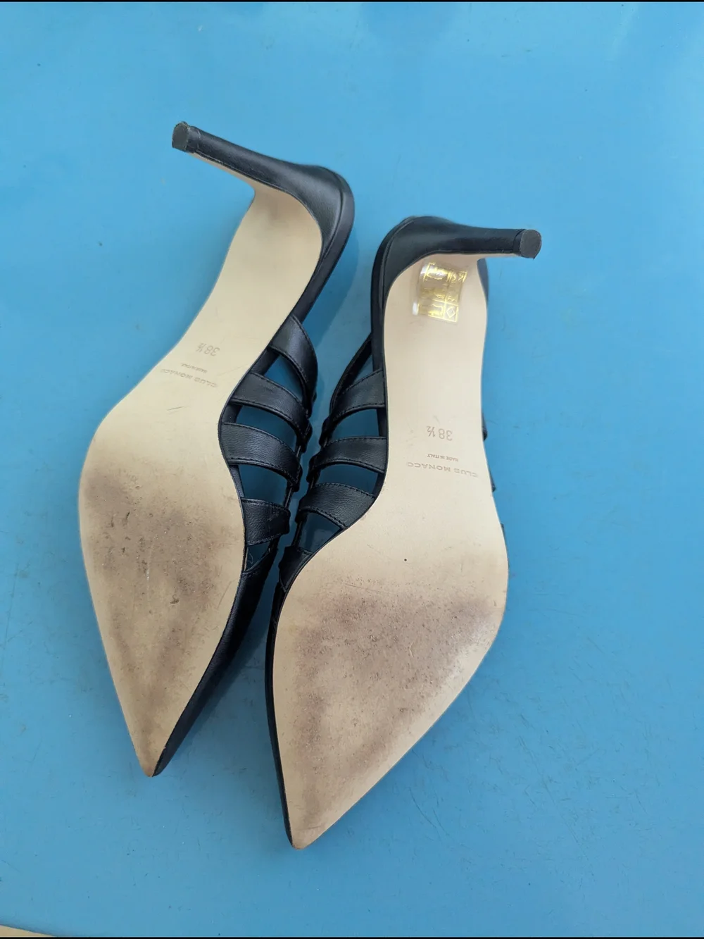 Club Monaco Black Pointed Slingback Heels with Strappy Side Detail